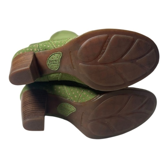 Born Women’s Genevieve Green Suede Polka Dot Heeled Boots - Picture 8 of 10